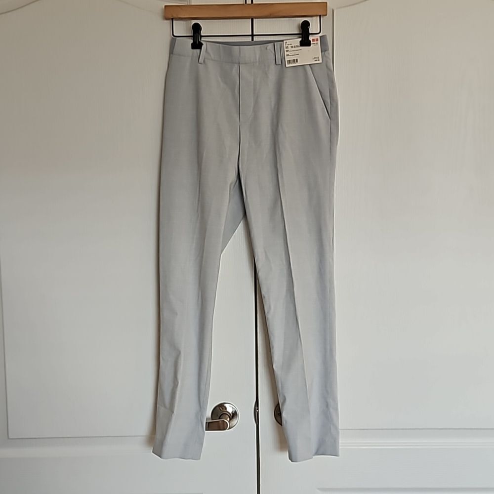 Uniqlo Women's Elastic Waistband Style Ankle Length Pants XS Sky Blue & White